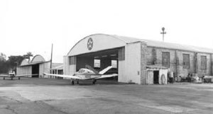 Built in 1932, Camden Airport hanger used by the Southern Aviation School. SC Archives and History Center photo.