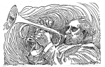Ink drawing from artist Jak Smyrl of a trumpet player